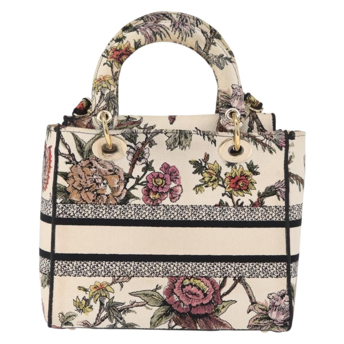 Christian Dior Lady D-Lite Bag Embroidered Canvas Multicolour Canvas Handbag (Authentic  )