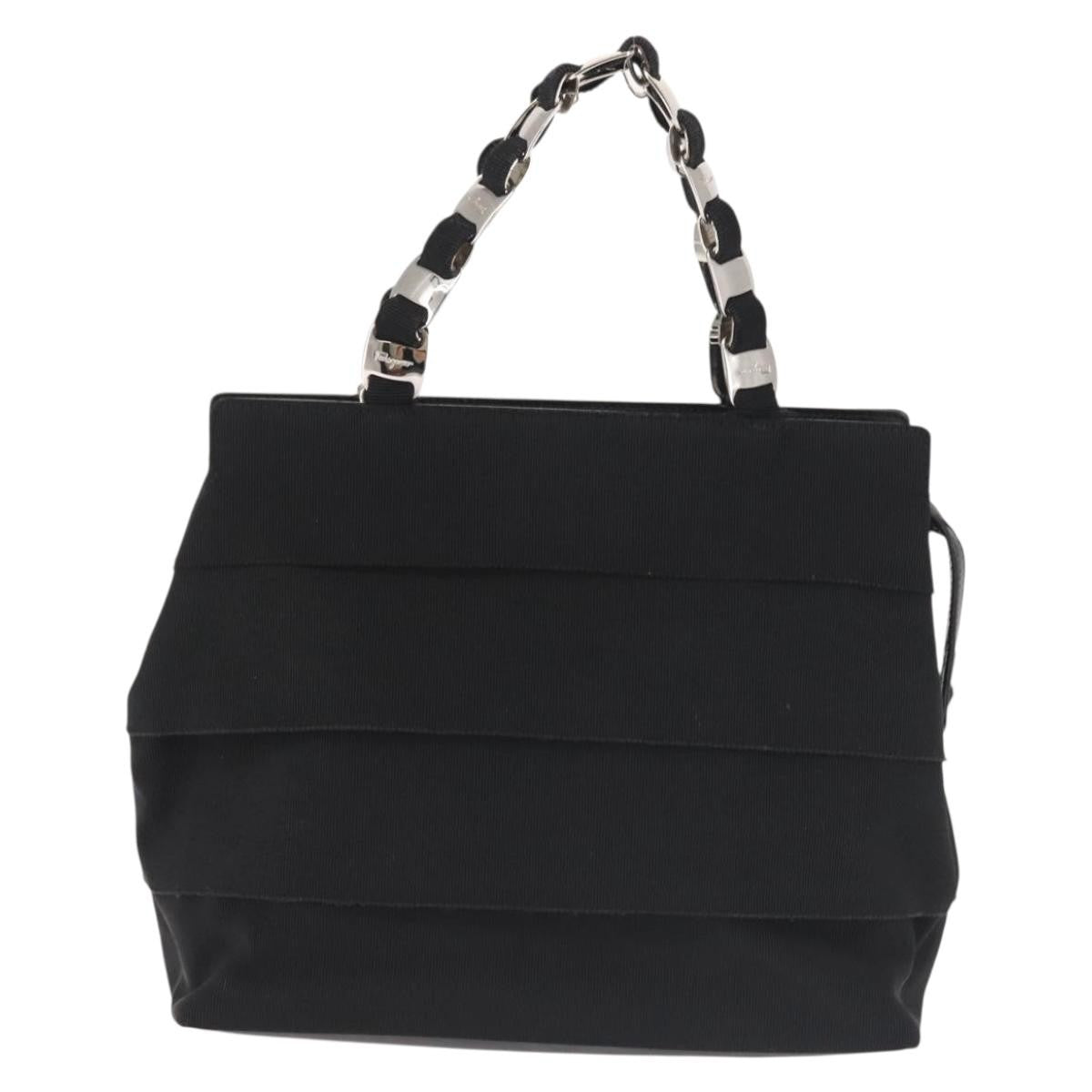 Salvatore Ferragamo Vala Handbag Canvas Black Canvas Handbag (Authentic  )