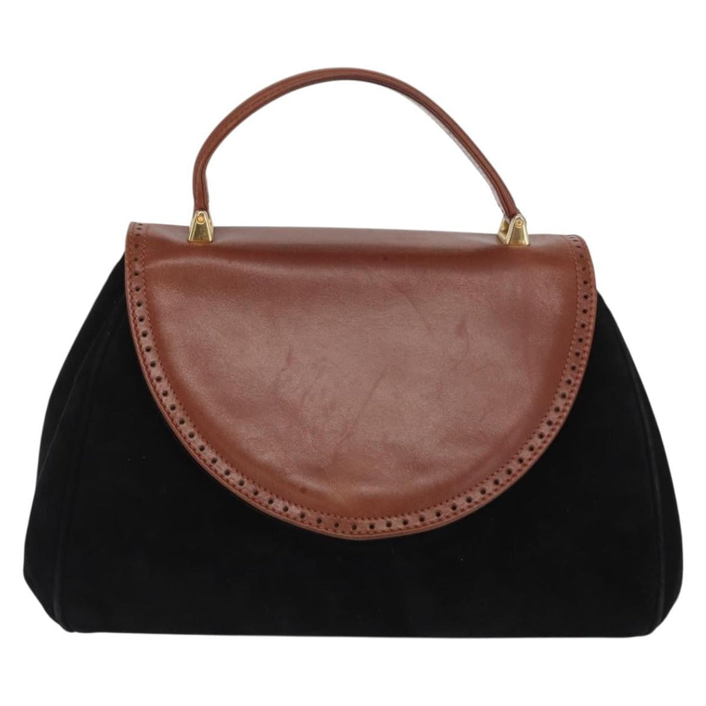 Salvatore Ferragamo Vintage Handbag Suede Black Suede Handbag (Authentic  )