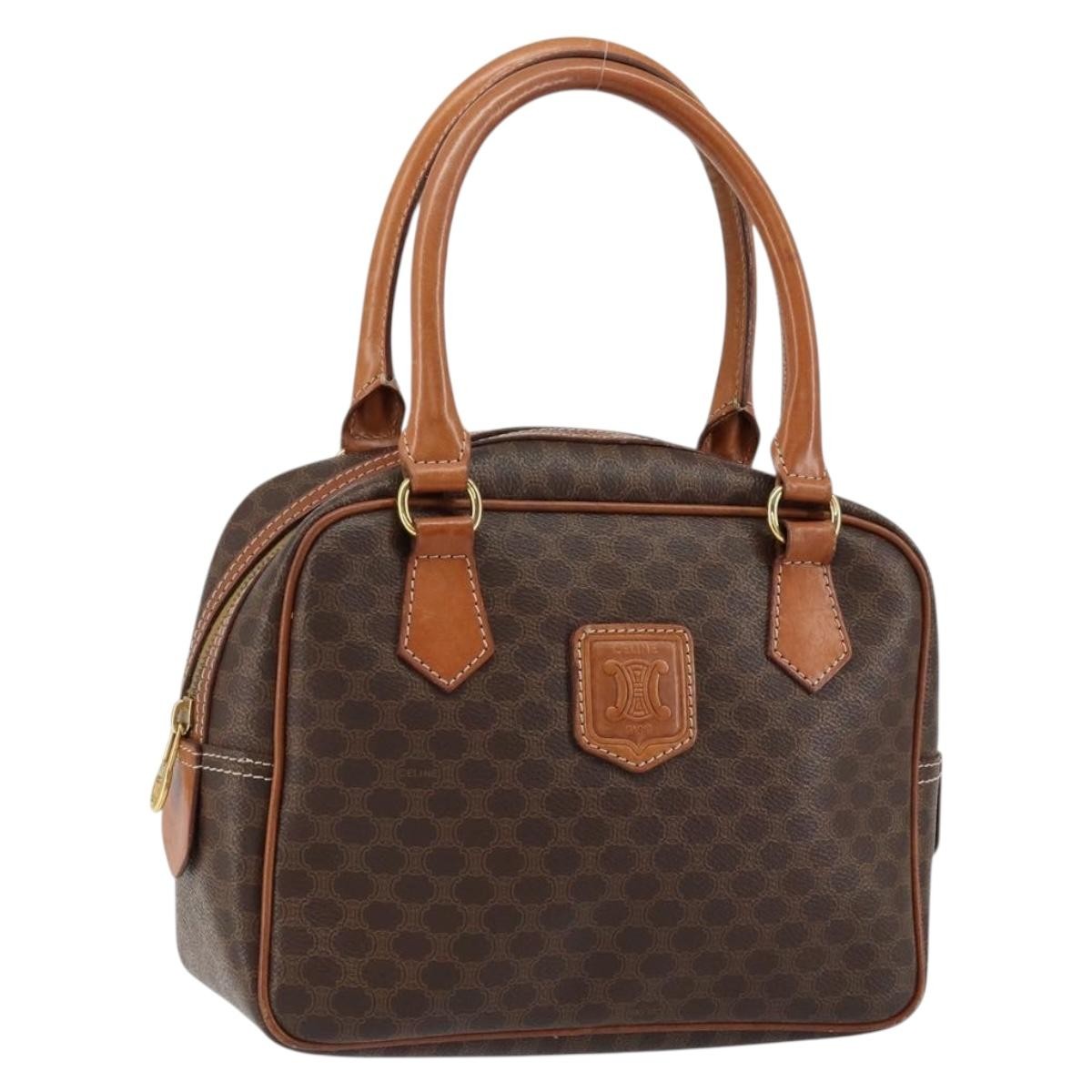 Celine Macadam Handbag Macadam With Leather Brown Canvas Handbag (Authentic  )