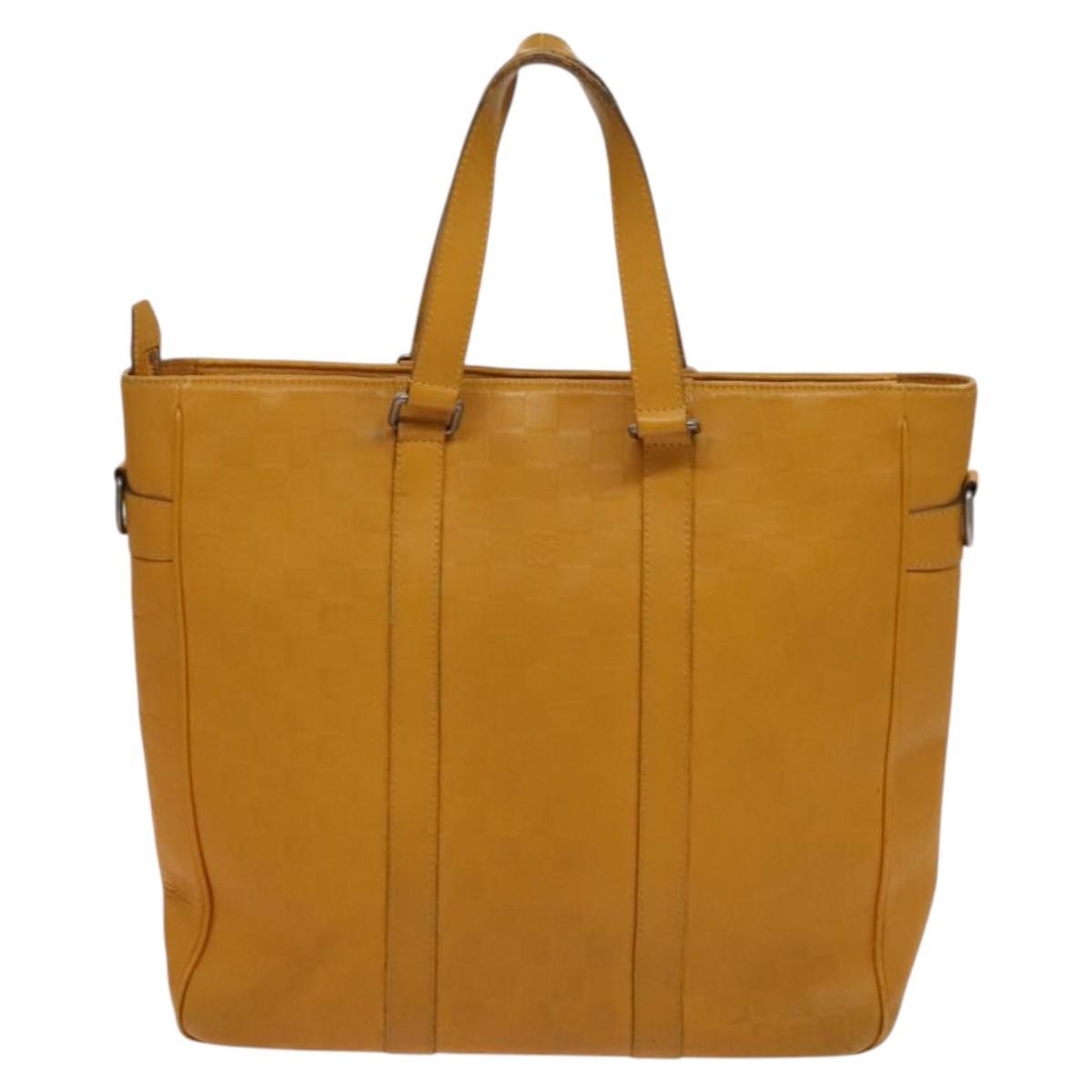 Louis Vuitton Tadao Handbag Damier Infini Leather Yellow Leather Handbag (Authentic  )