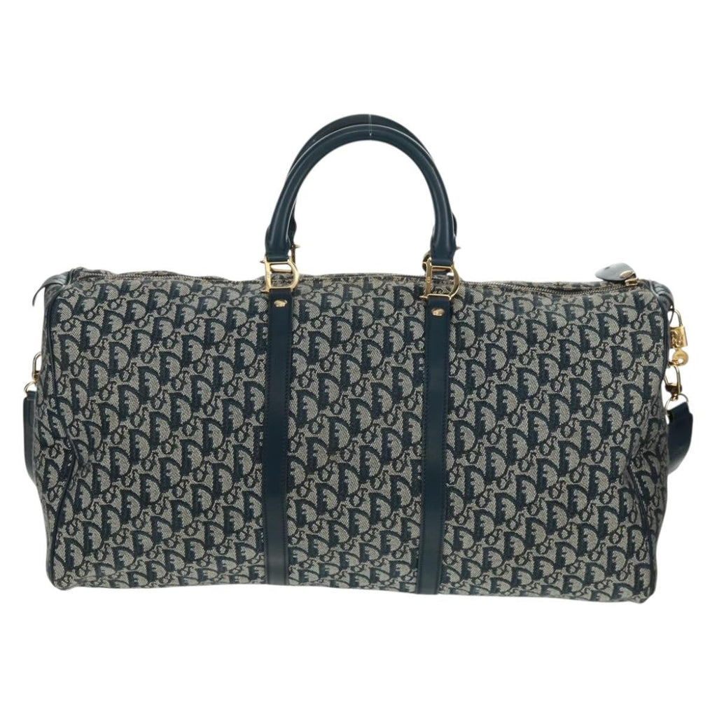 Christian Dior Vintage Trotter Boston Bag Diorissimo Canvas Navy Canvas Handbag ( )