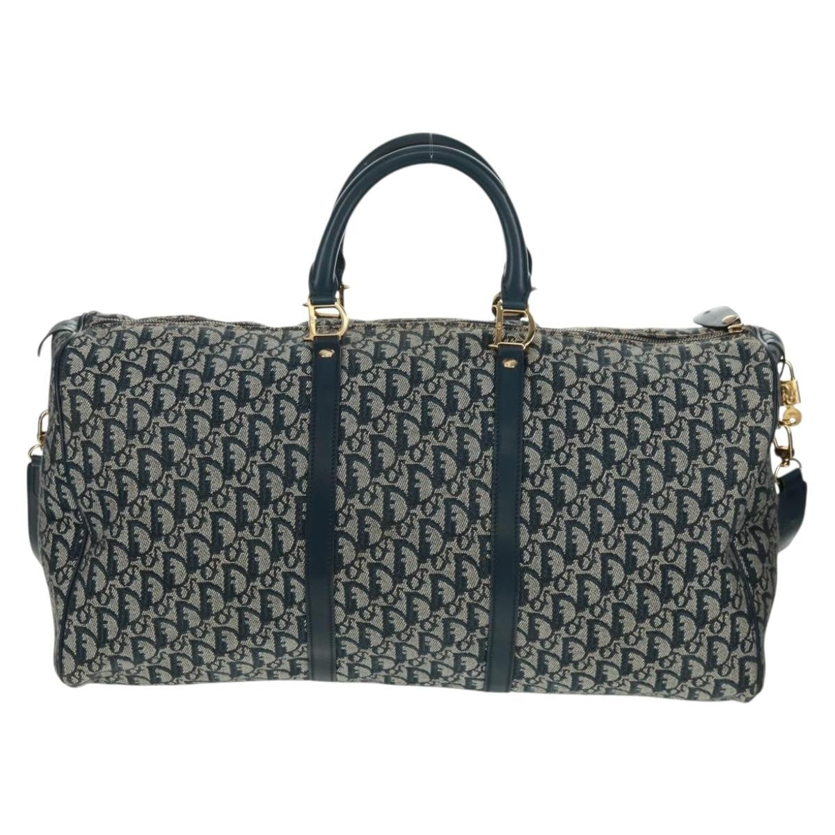 Christian Dior Vintage Trotter Boston Bag Diorissimo Canvas Navy Canvas Handbag ( )