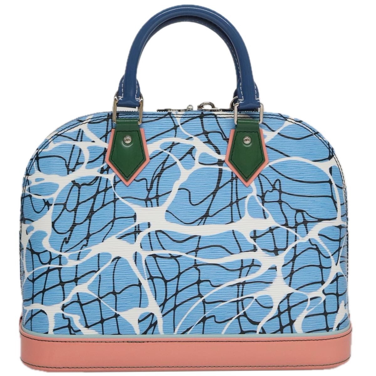 Louis Vuitton Alma Handbag Limited Edition Print Epi Leather Blue Leather Handbag (Authentic  )