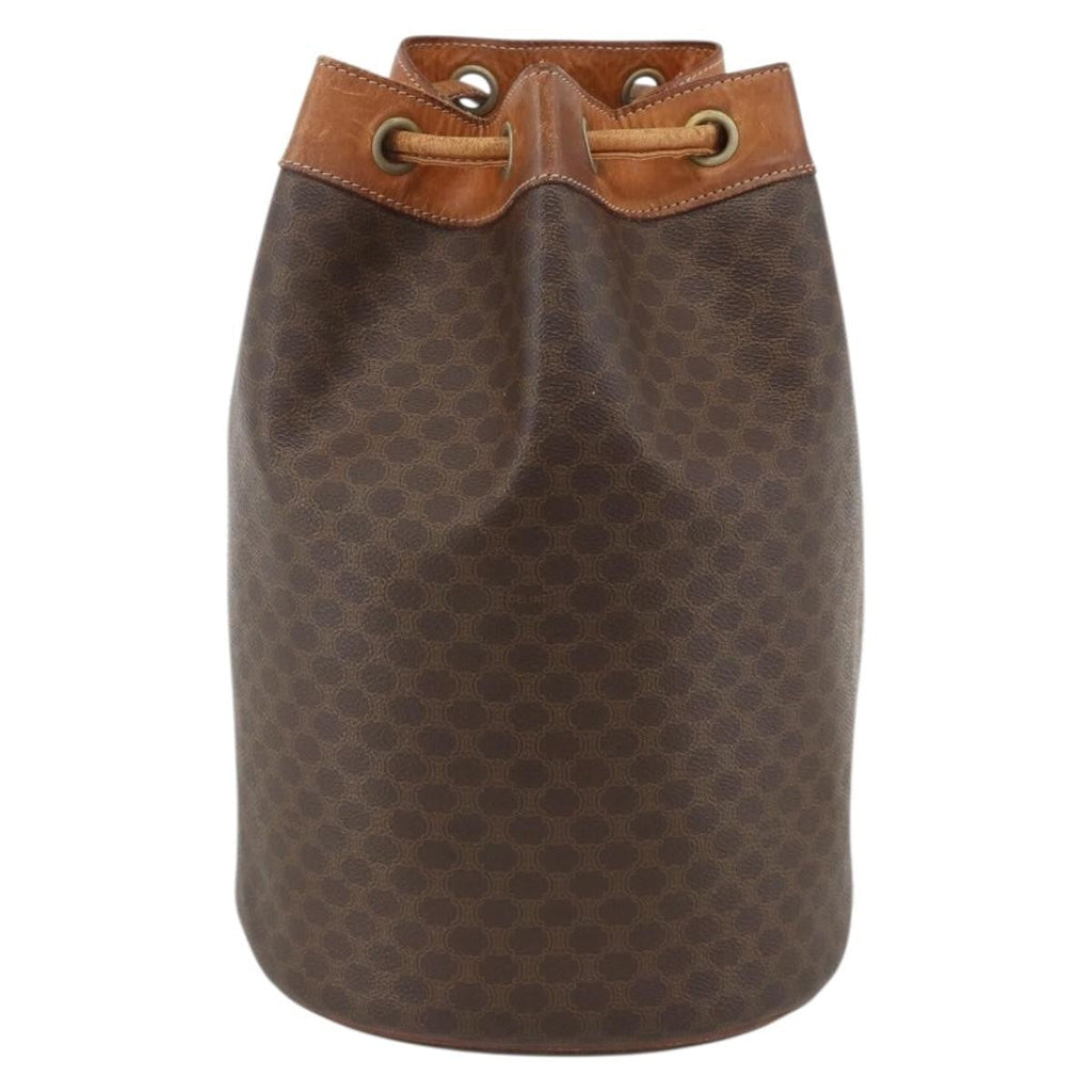 Celine Vintage Macadam Backpack Canvas And Leather Brown Canvas Backpack Bag ( )