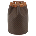 Celine Vintage Macadam Backpack Canvas And Leather Brown Canvas Backpack Bag ( )