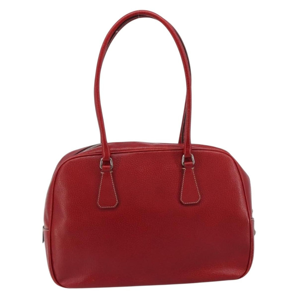 Prada Vintage Bauletto Bag Leather Red Leather Handbag ( )