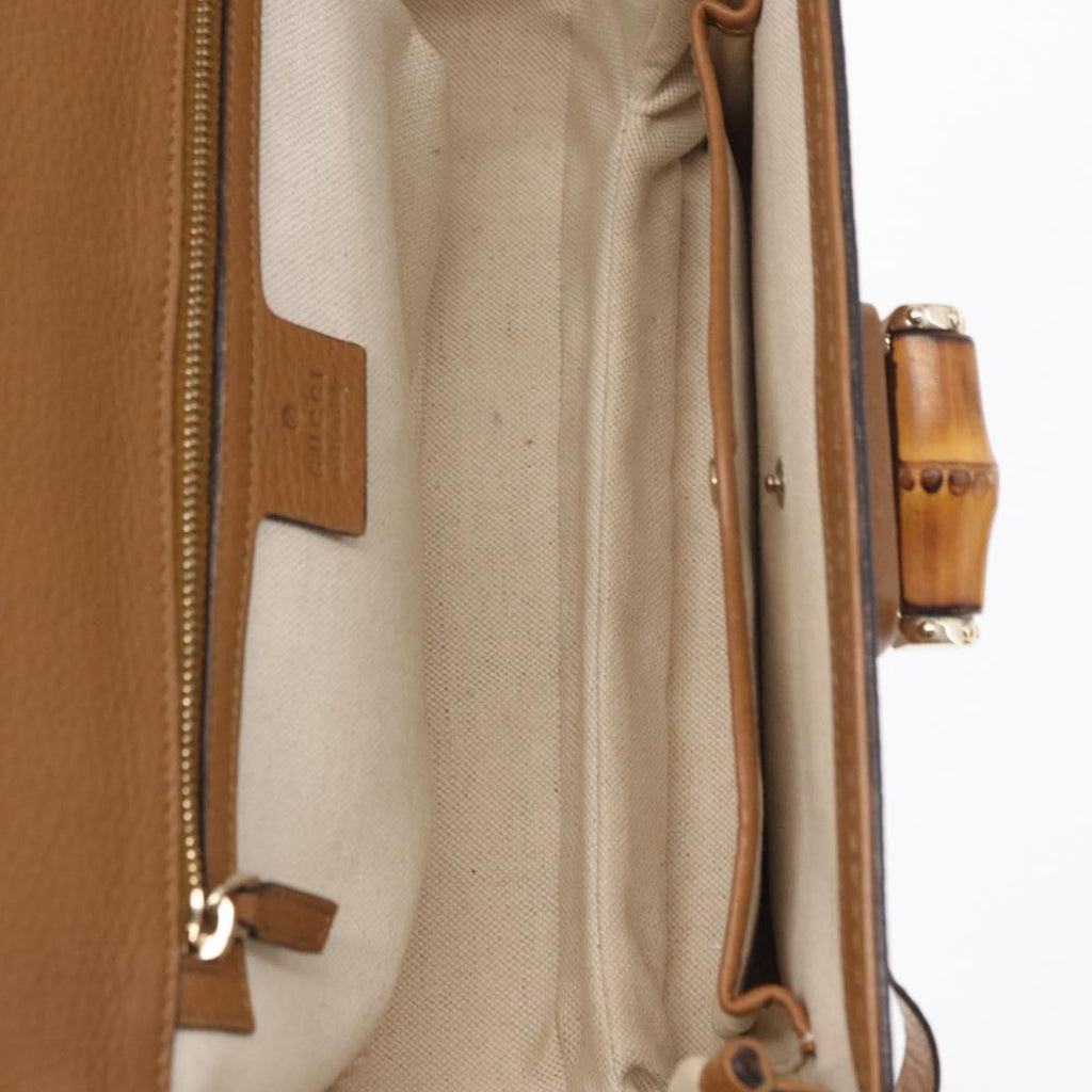 Gucci New Bamboo 1921 Top Handle Bag Leather Brown Leather Handbag (Authentic  )
