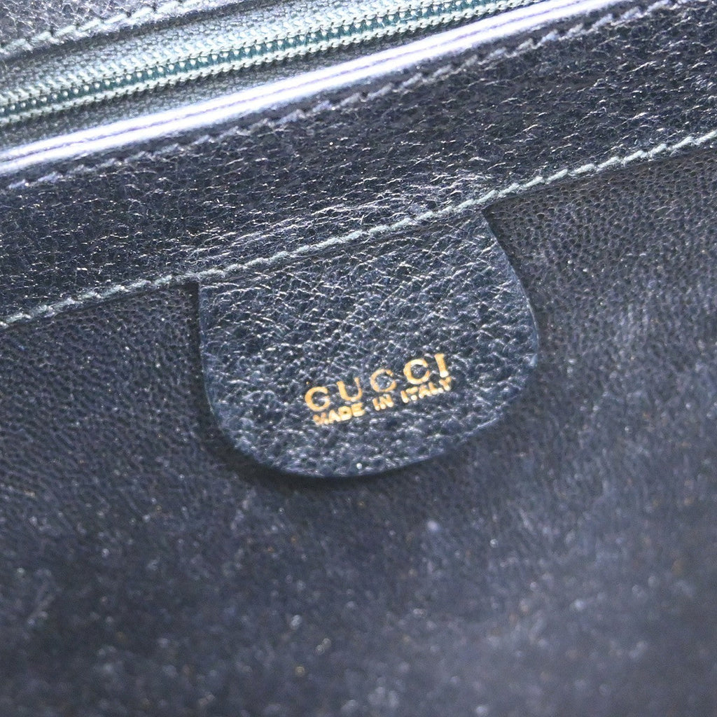 Gucci Vintage Convertible Bamboo Box Crossbody Bag Leather Black Leather Handbag ( )