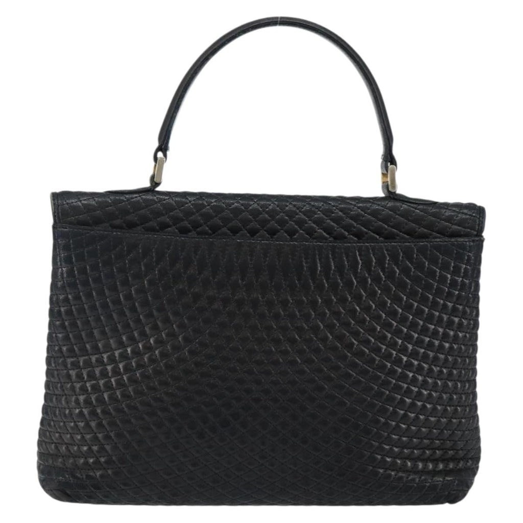 Bally Vintage Handbag Quilted Leather Black Leather Handbag (Authentic  )
