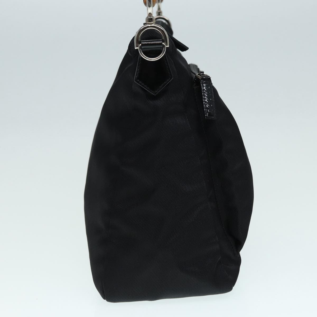 Gucci Vintage Bamboo Handle Bag Nylon Black Nylon Handbag ( )