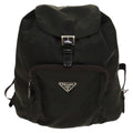 Prada Front Pocket Buckle Backpack Nylon Khaki Nylon Backpack Bag (Authentic  )