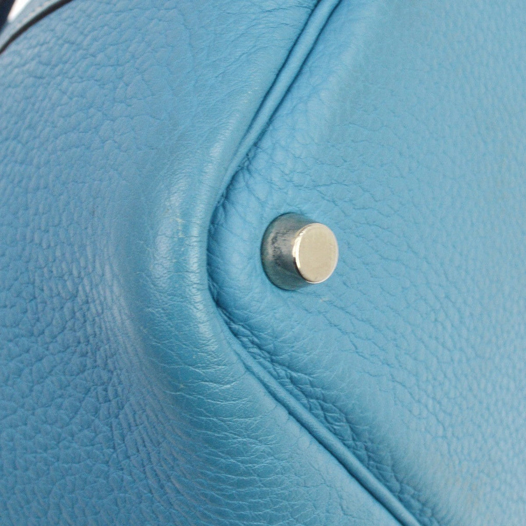Hermes Picotin Bag Clemence Blue Leather Handbag ( )