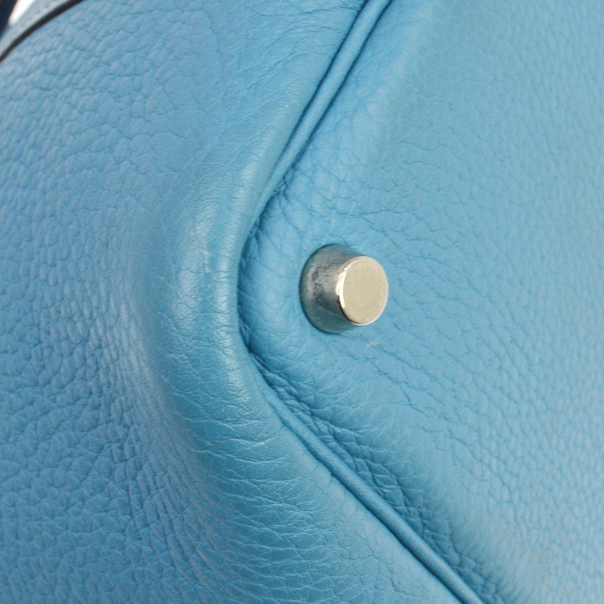 Hermes Picotin Bag Clemence Blue Leather Handbag ( )