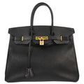 Hermes Birkin Handbag Black Ardennes With Gold Hardware Black Leather Handbag ( )
