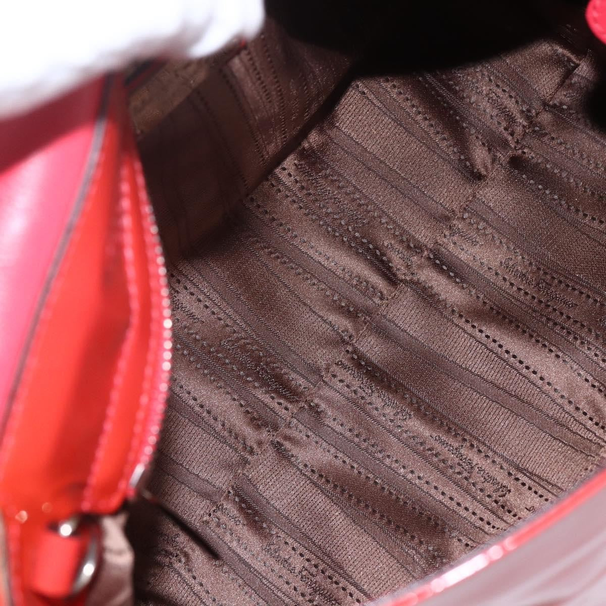 Salvatore Ferragamo Gancini Handbag Patent Leather Red Patent_Leather Handbag (Authentic  )