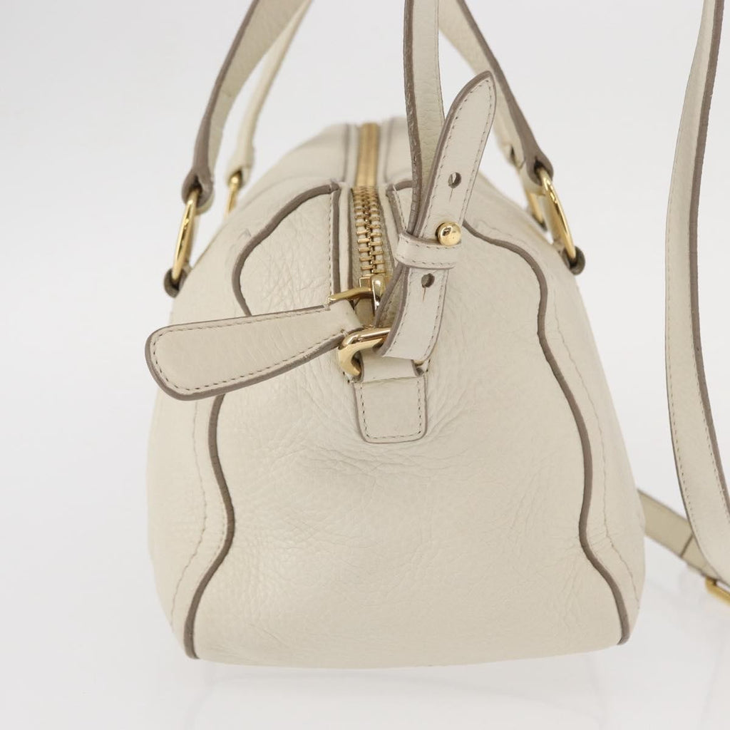 Salvatore Ferragamo Vala Handbag Leather White Leather Handbag (Authentic  )
