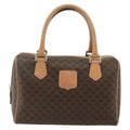 Celine Vintage Macadam Boston Bag Canvas And Leather Brown Canvas Handbag (Authentic  )