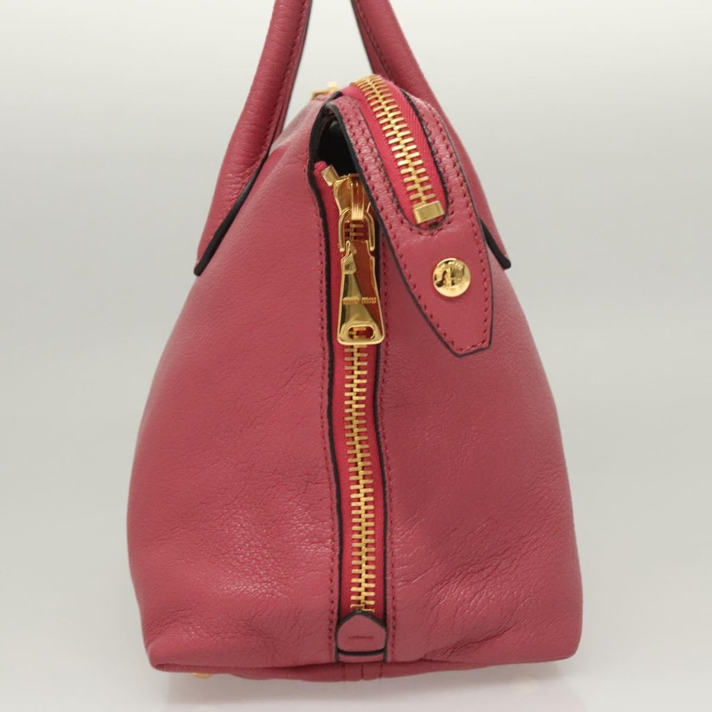 Miu Miu Convertible Madras Side Zip Satchel Grainy Leather Pink Leather Bag (Authentic  )