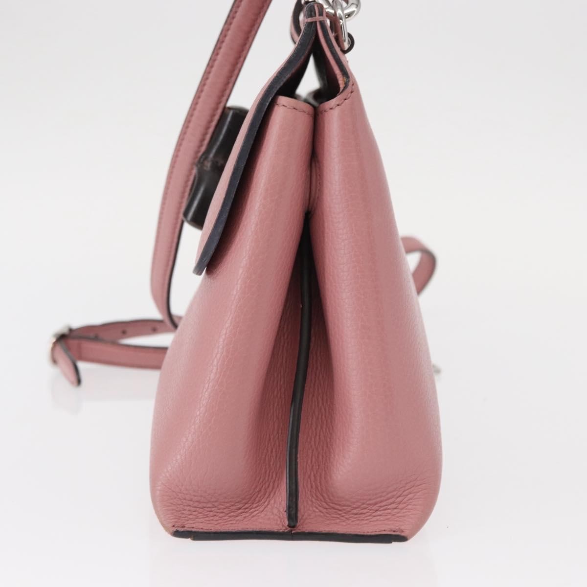 Gucci Bamboo Daily Top Handle Bag Leather Pink Leather Handbag (Authentic  )