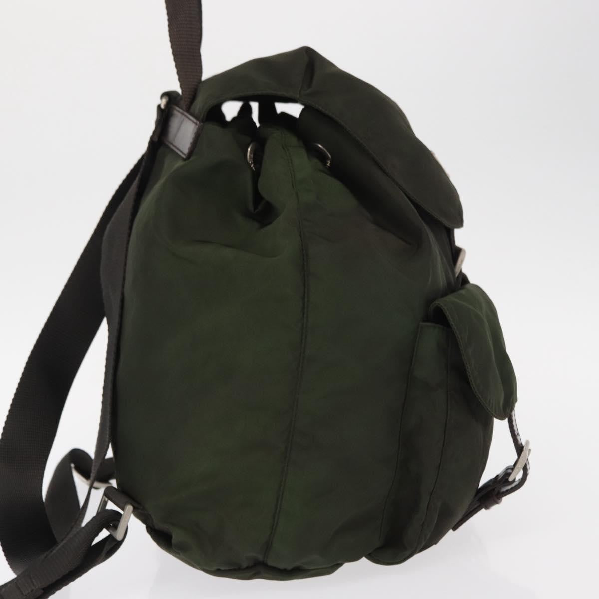 Prada Double Front Pocket Backpack Tessuto Khaki Nylon Backpack Bag (Authentic  )