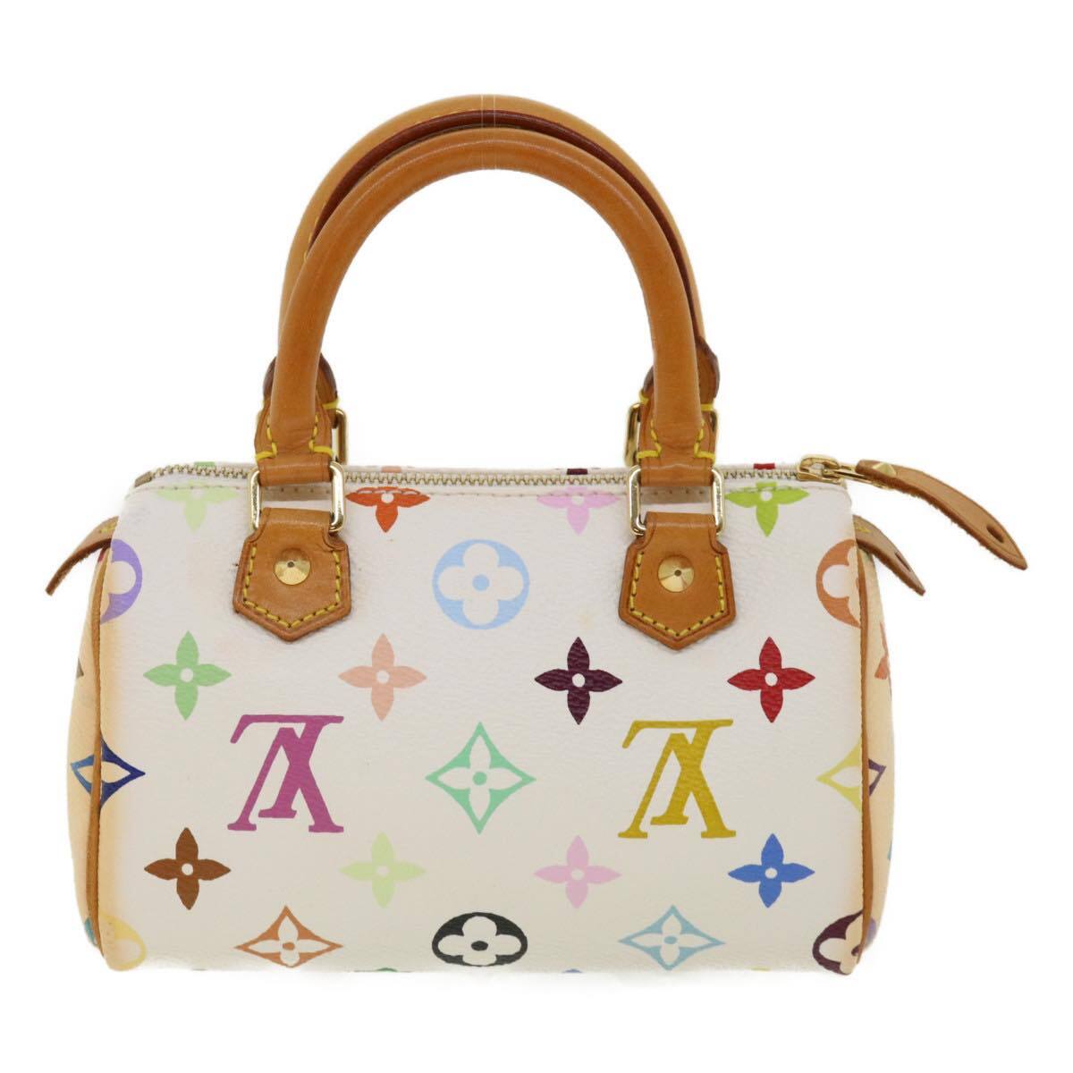 Louis Vuitton Speedy Mini Hl Handbag Monogram Multicolor White Canvas Bag (Authentic  )