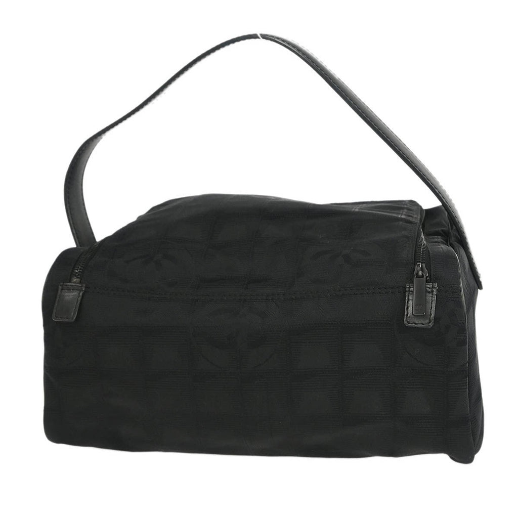 Chanel Travel Line Barrel Bag Nylon Black Nylon Handbag (Authentic  )