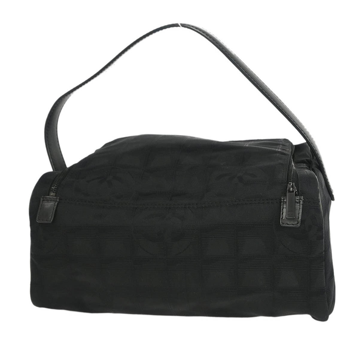 Chanel Travel Line Barrel Bag Nylon Black Nylon Handbag (Authentic  )