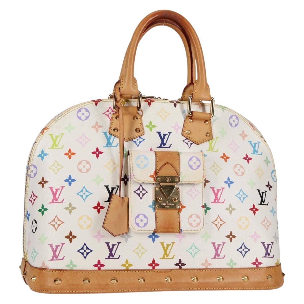 Louis Vuitton Alma Handbag Monogram Multicolor White Canvas Bag (Authentic  )