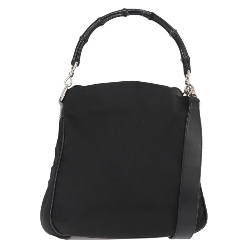 Gucci Vintage Bamboo Handle Bag Nylon Black Nylon Handbag ( )