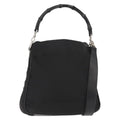 Gucci Vintage Bamboo Handle Bag Nylon Black Nylon Handbag ( )