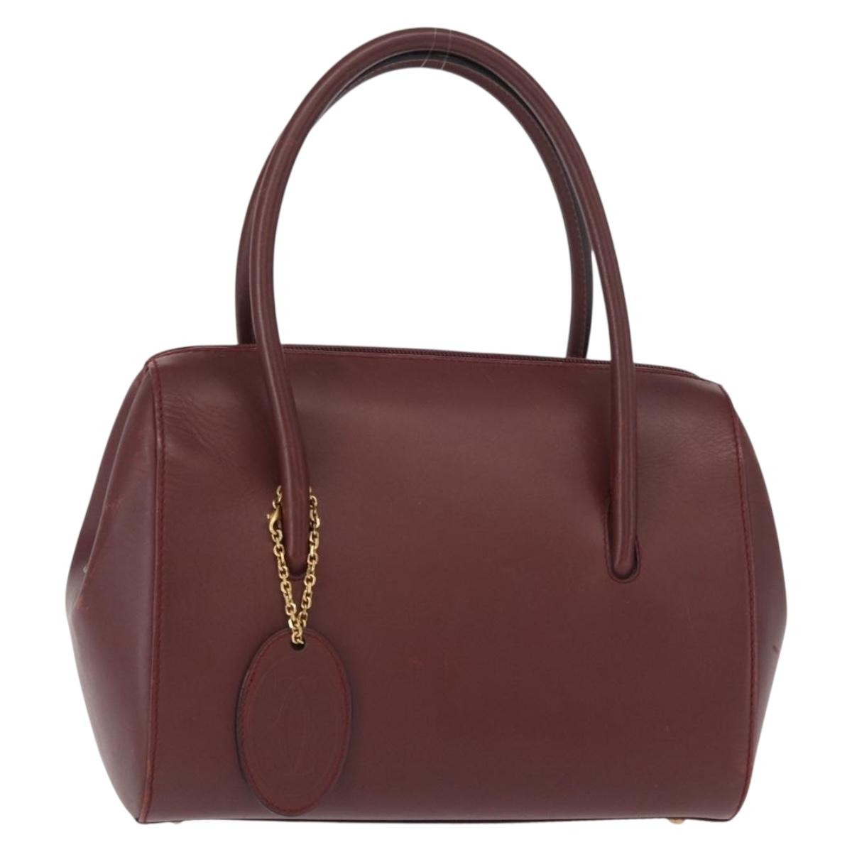 Cartier Must De Cartier Leather Burgundy Leather Handbag (Authentic  )