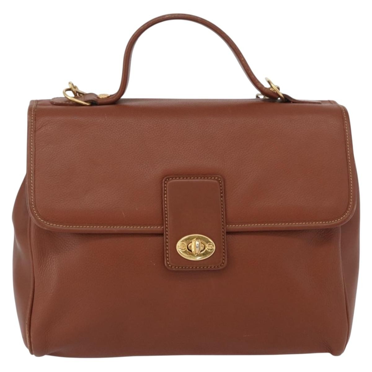 Gucci Vintage Handbag Leather Brown Leather Handbag (Authentic  )