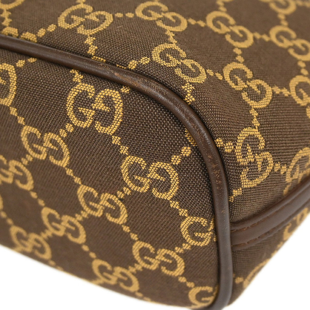 Gucci Baguette Shoulder Bag Gg Canvas And Leather Brown Canvas Handbag ( )