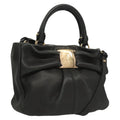 Salvatore Ferragamo Vala Handbag Leather Black Leather Handbag (Authentic  )