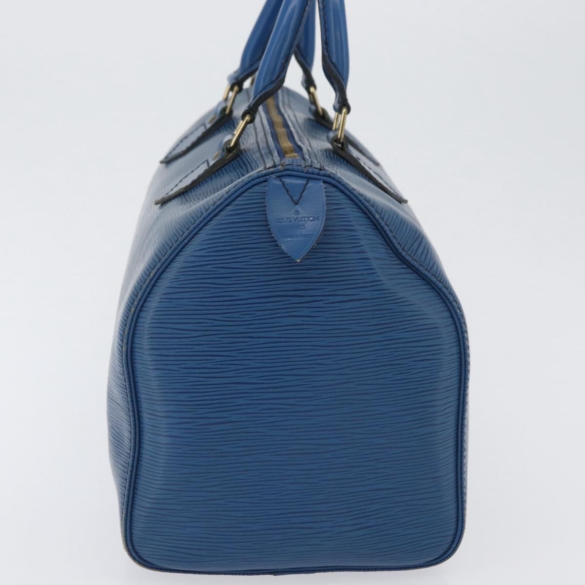 Louis Vuitton Speedy Handbag Epi Leather Blue Leather Handbag (Authentic  )