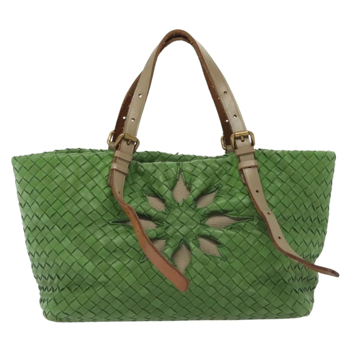 Bottega Veneta Intrecciato Leather Green Leather Handbag (Authentic  )