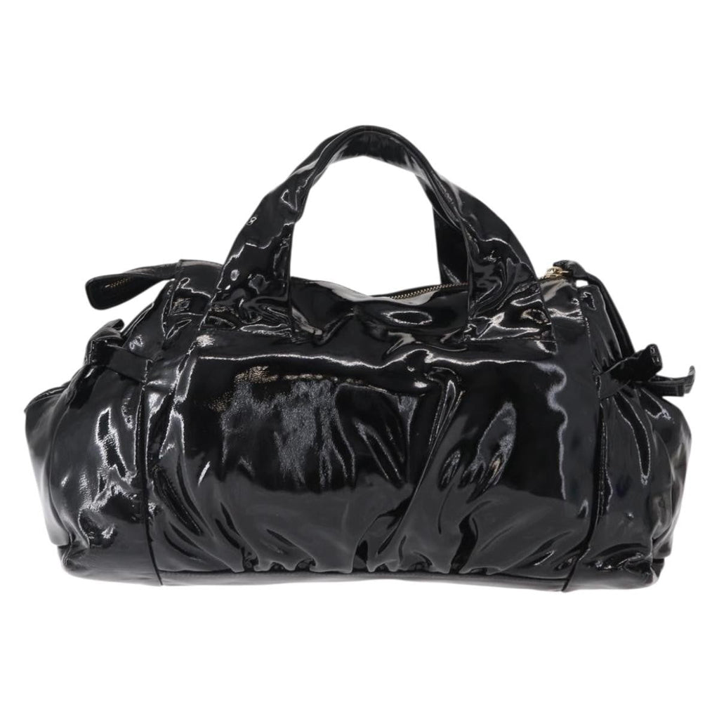 Gucci Hysteria Convertible Top Handle Bag Patent Black Patent_Leather Handbag (Authentic  )
