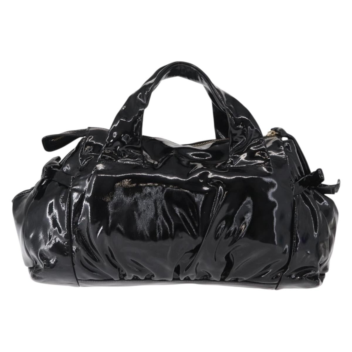 Gucci Hysteria Convertible Top Handle Bag Patent Black Patent_Leather Handbag (Authentic  )