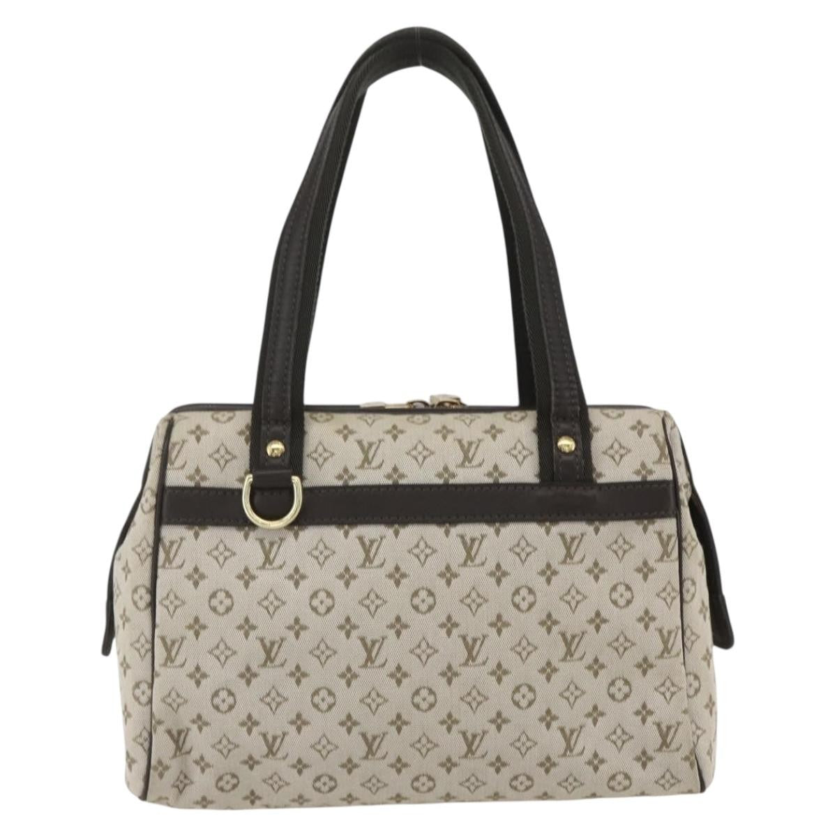 Louis Vuitton Josephine Handbag Mini Lin Khaki Canvas Handbag (Authentic  )