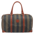Fendi Vintage Pequin Boston Bag Coated Canvas Brown Canvas Handbag ( )