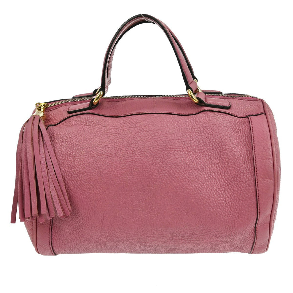 Gucci Soho Boston Bag Leather Pink Leather Handbag ( )