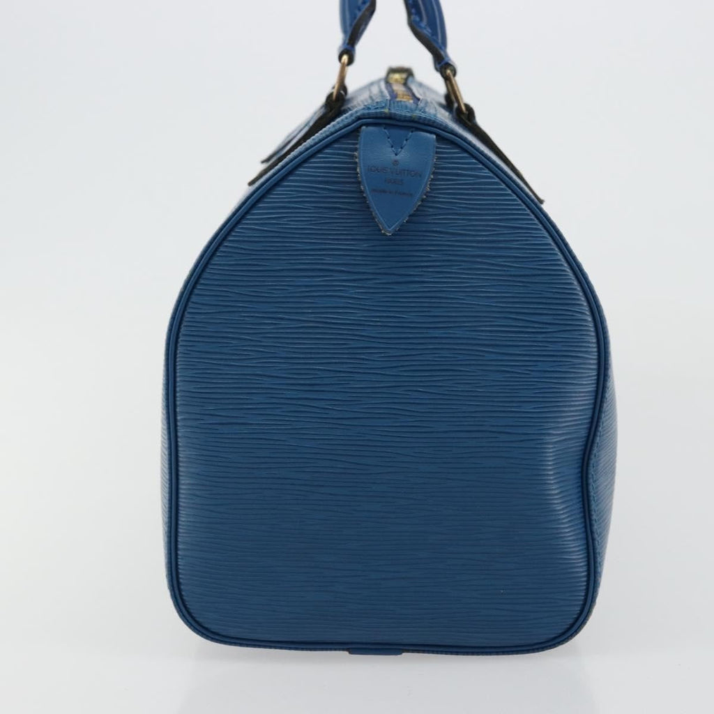 Louis Vuitton Speedy Handbag Epi Leather Blue Leather Handbag ( )
