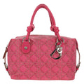 Christian Dior Cannage Handbag Canvas Pink Canvas Handbag (Authentic  )