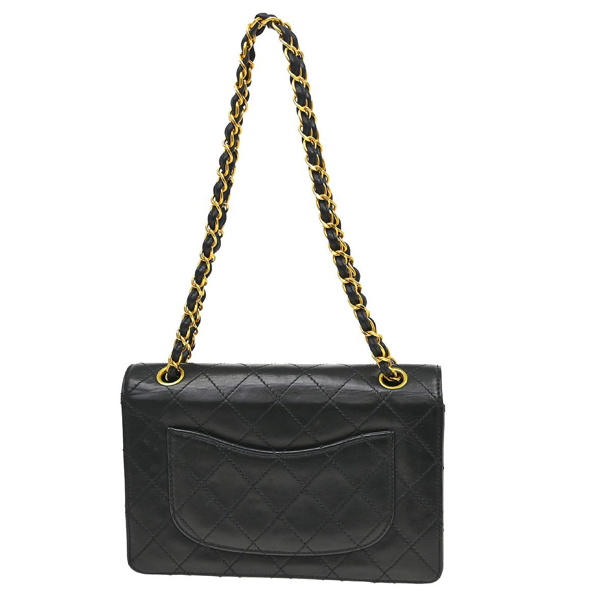 Chanel Flap Shoulder Bag Leather Black Leather Handbag ( )