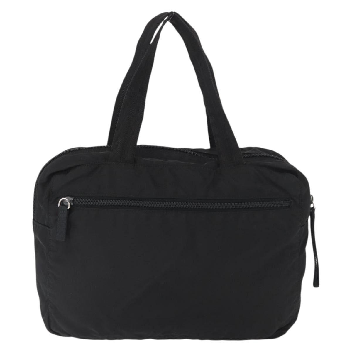 Prada Vintage Zip Handbag Tessuto Black Nylon Handbag (Authentic  )