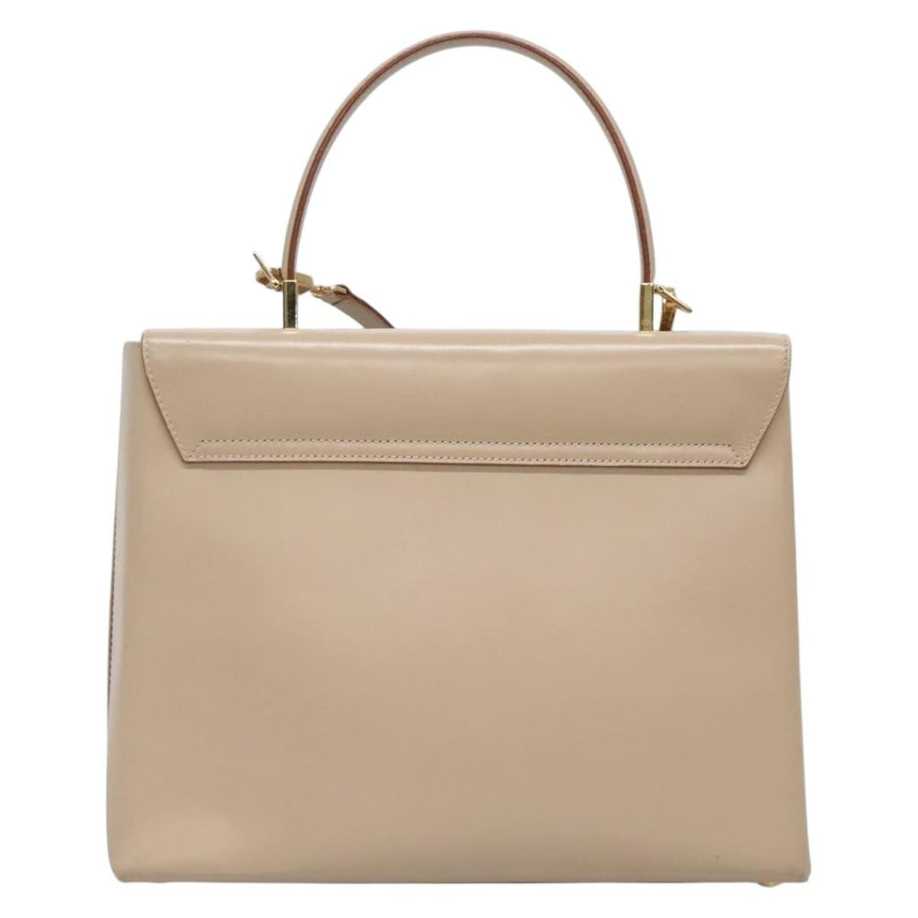 Salvatore Ferragamo Gancini Convertible Top Handle Bag Leather Beige Leather Handbag (Authentic  )