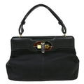 Bvlgari Isabella Rossellini Bag Canvas With Leather Black Canvas Handbag ( )