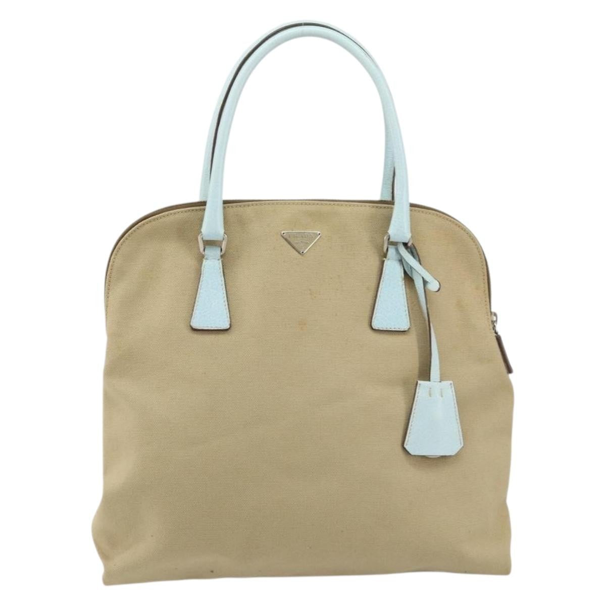 Prada Vintage Handbag Canvas Beige Canvas Handbag (Authentic  )