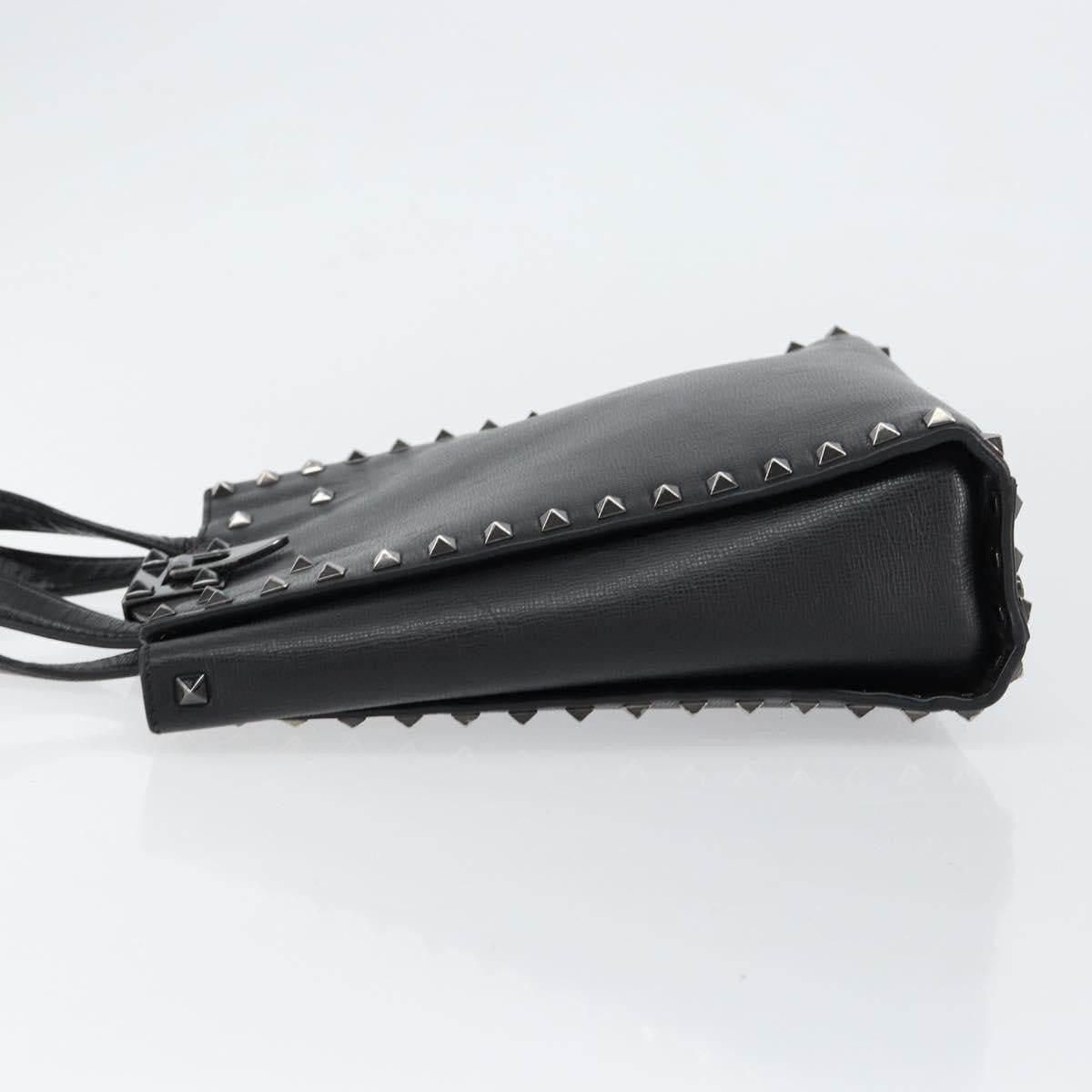 Valentino Garavani Rockstud Tote Rigid Leather Black Leather Handbag (Authentic  )